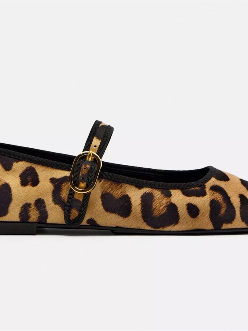 Zara Leopard Print Mary Jane Flat - Tan & Black